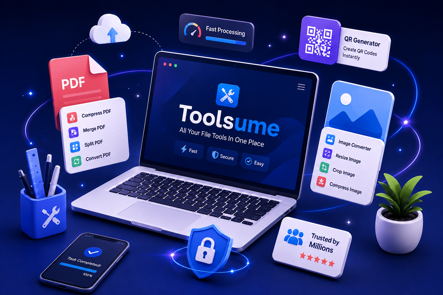 ToolSume online PDF, image and utility tools illustration